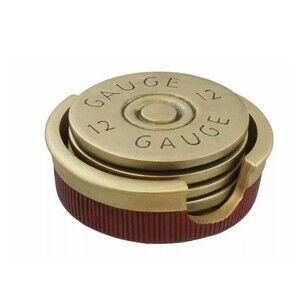 12 Gauge Shotgun Shell Coasters Set of 5 Hunting Man Cave Bar Decor New